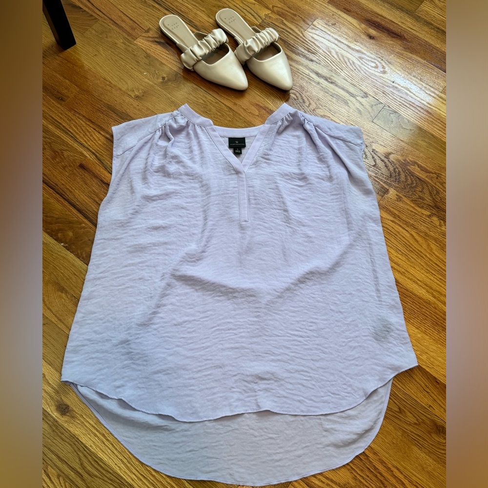 NWOT Worthington’s women’s lilac purple sleeveless semi sheer blouse